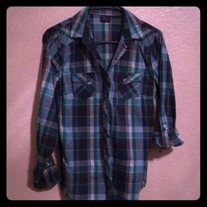 Blue/Green plaid Western shirt